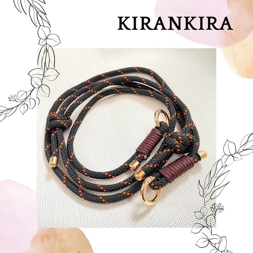 長さ調節可能＊パラコードのスマホショルダーストラップ6mm（ブラック