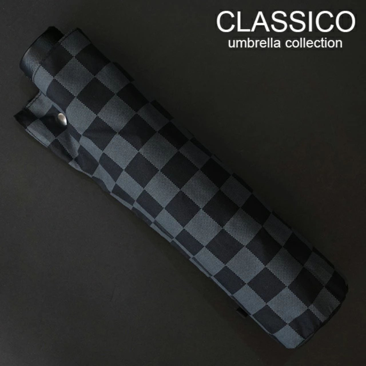 クラシコ メンズ 雨傘 折りたたみ 傘 筒レザー ブロックチェック 格子 ギフト可