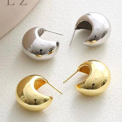 ぽってり フープピアス シンプル ぷっくり 大人女子 【ゴールド