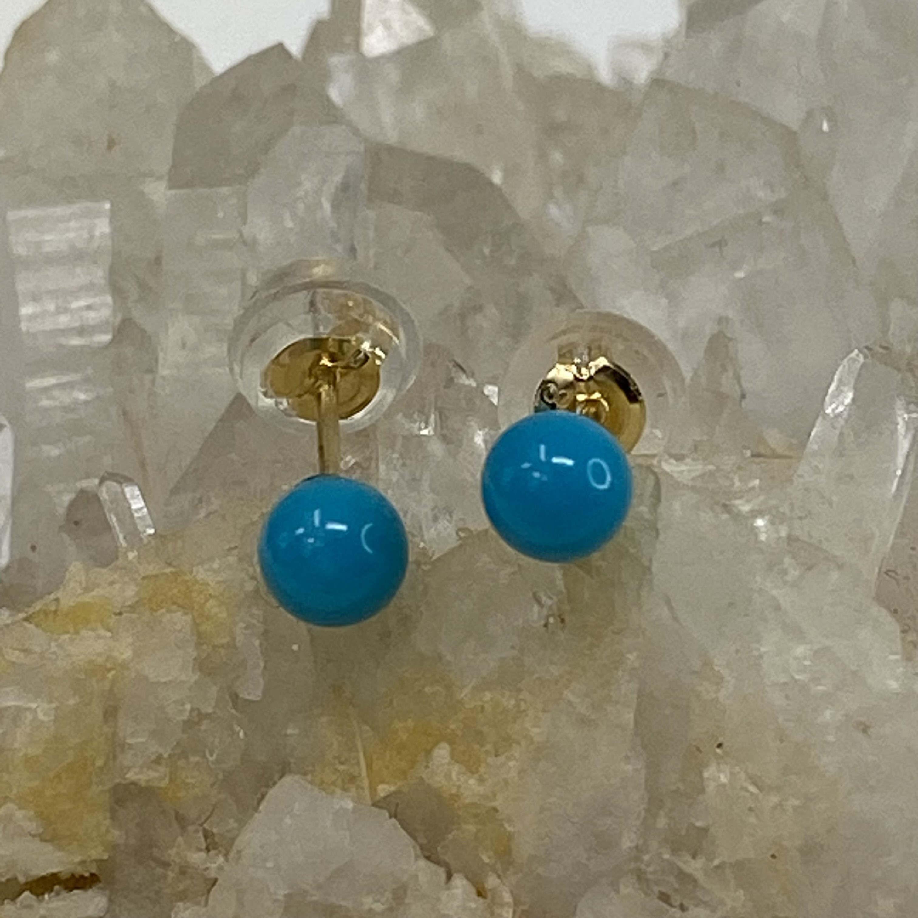 k18YG AU750 18金   天然トルコ石　ターコイズ　1ペア