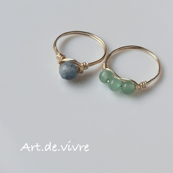 [再販]深い藍の癒しのリング「ディープブルーアクアマリン」天然石ワイヤーリング 8枚目の画像