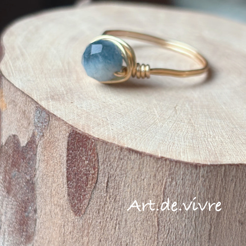 アクアマリン　ワイヤー　リング　フリーサイズ ハンドメイド アクアマリン ワイヤー リング フリーサイズ ハンドメイド