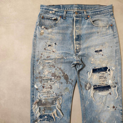 W34表記 リペアカスタム usa製 リーバイス 501 パッチワークリメイク