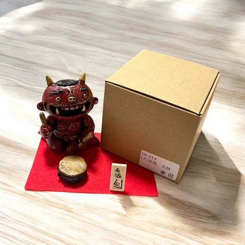 赤鬼 【太鼓】幸福鬼 福を招く オニ 置物 玄関 節分 その他置物 ぶく