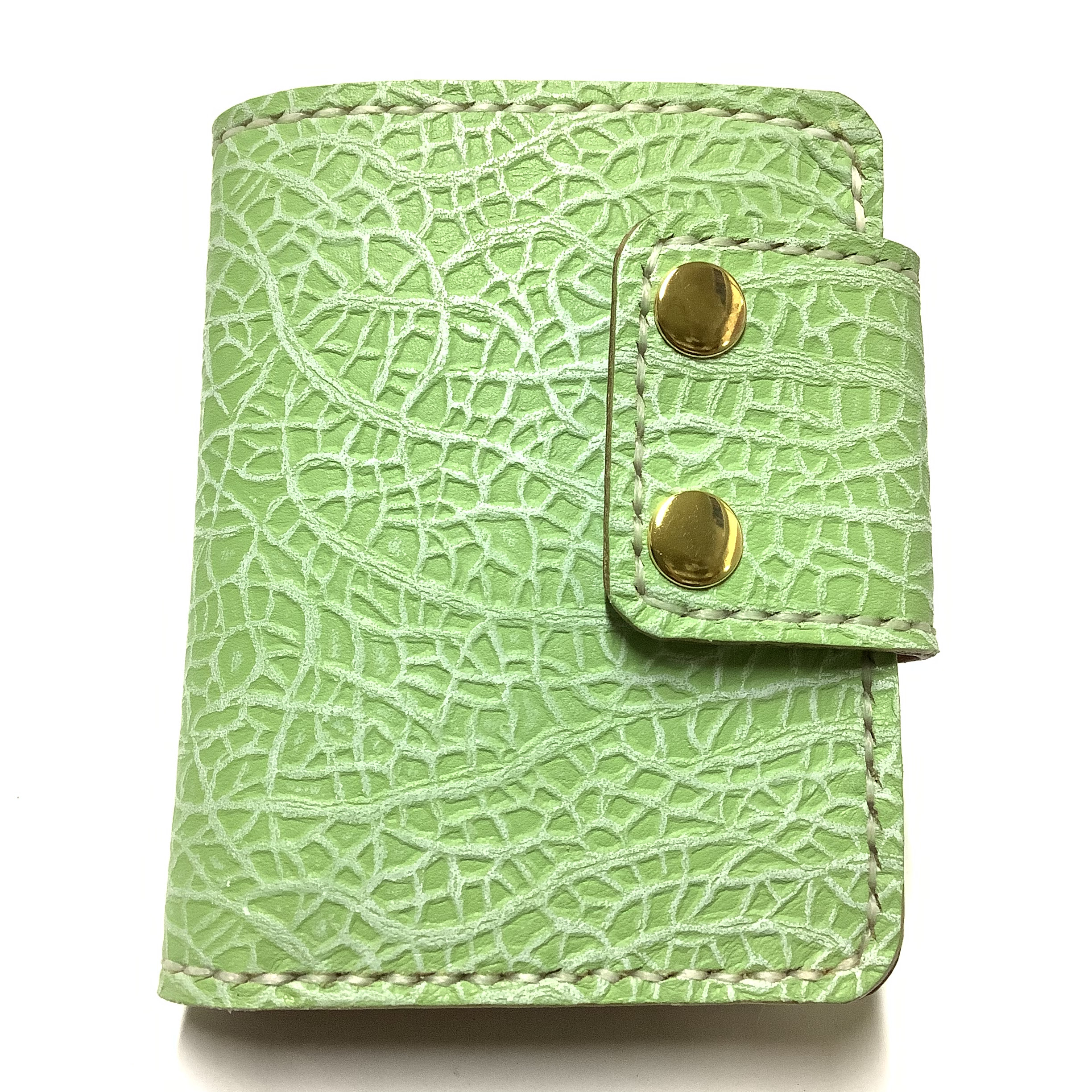 一点物☆レザークラフト 総手縫い 型押し革×牛ヌメ革 ミドルウォレット (バイカーズウォレット・ライダーズウォレット)