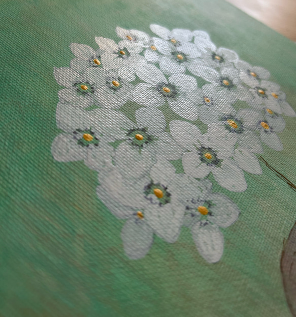 キャンバス　アート　原画　「紫陽花」 4枚目の画像