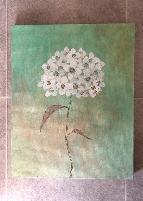 キャンバス　アート　原画　「紫陽花」 1枚目の画像