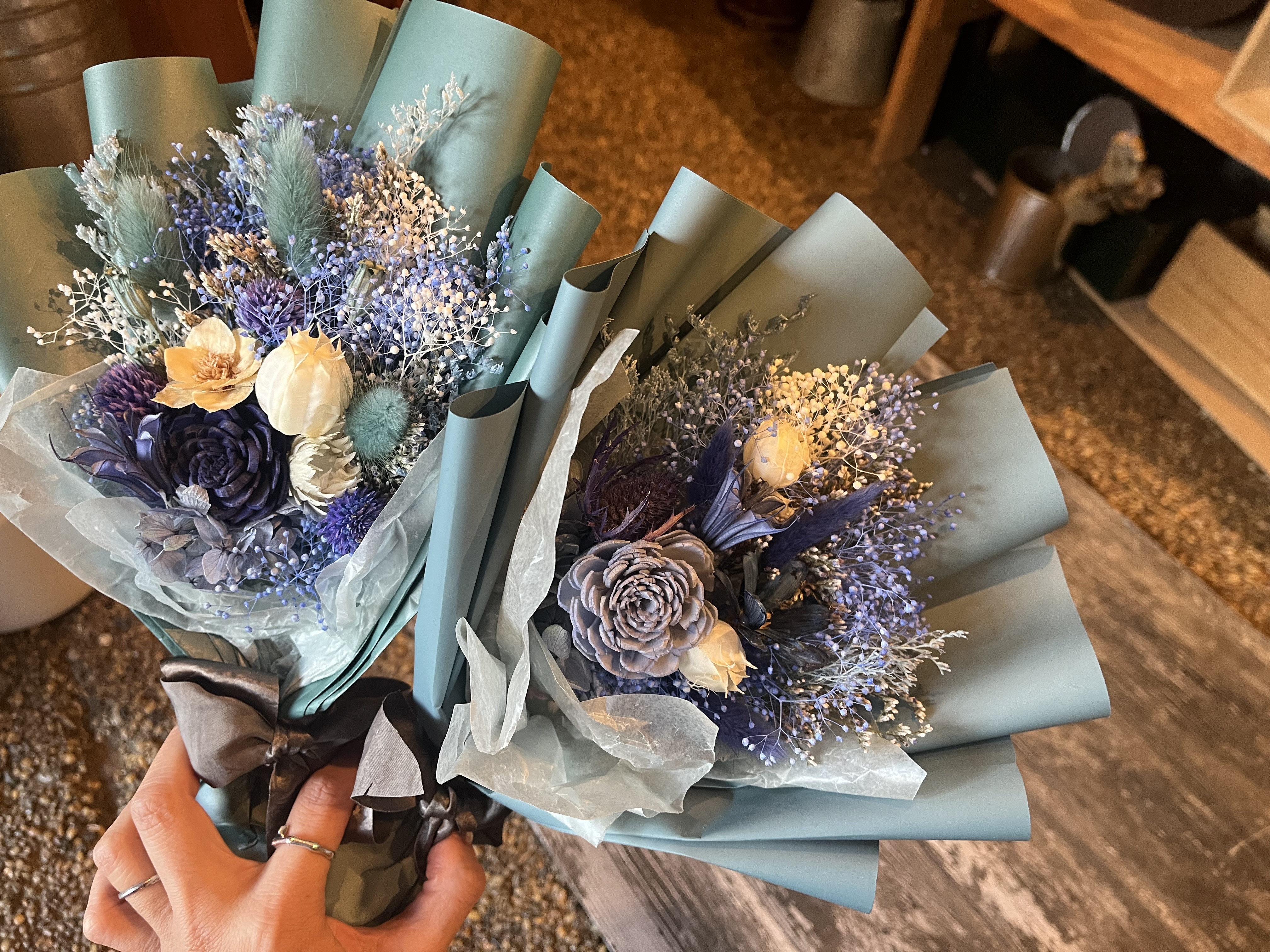 ドライフラワー　花束　ネイティブ系アレンジメント　ラッピング ドライフラワー 花束 ラッピングも可愛い♪ プレゼントに最適❁色味