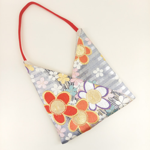 袋帯 帯リメイクバッグ あずま袋バッグ 桜 トートバッグ 繕う