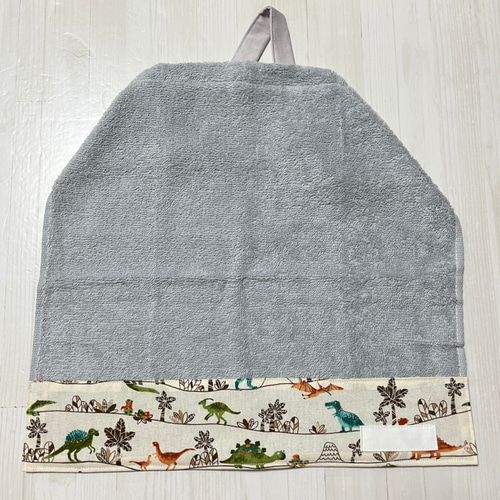 650 おりこうエプロン 恐竜 ダイナソー 男の子 ふわふわ甘撚糸タオル  