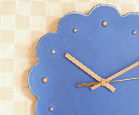 陶器 壁掛け時計 クッキー形 晴天色トルコブルー】ギフト 時計