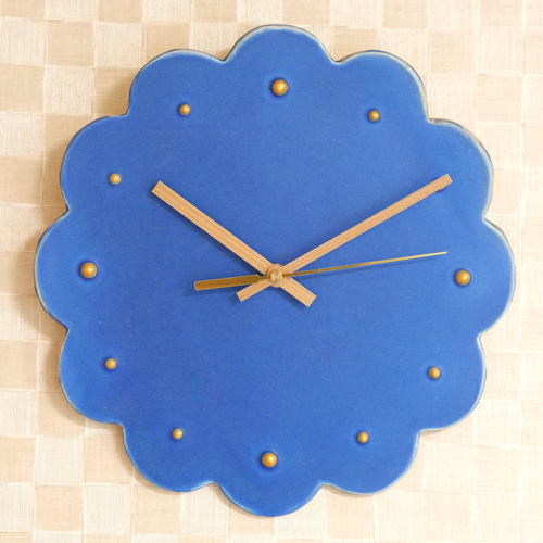 陶器 壁掛け時計 クッキー形 晴天色トルコブルー】ギフト 時計 贈り物