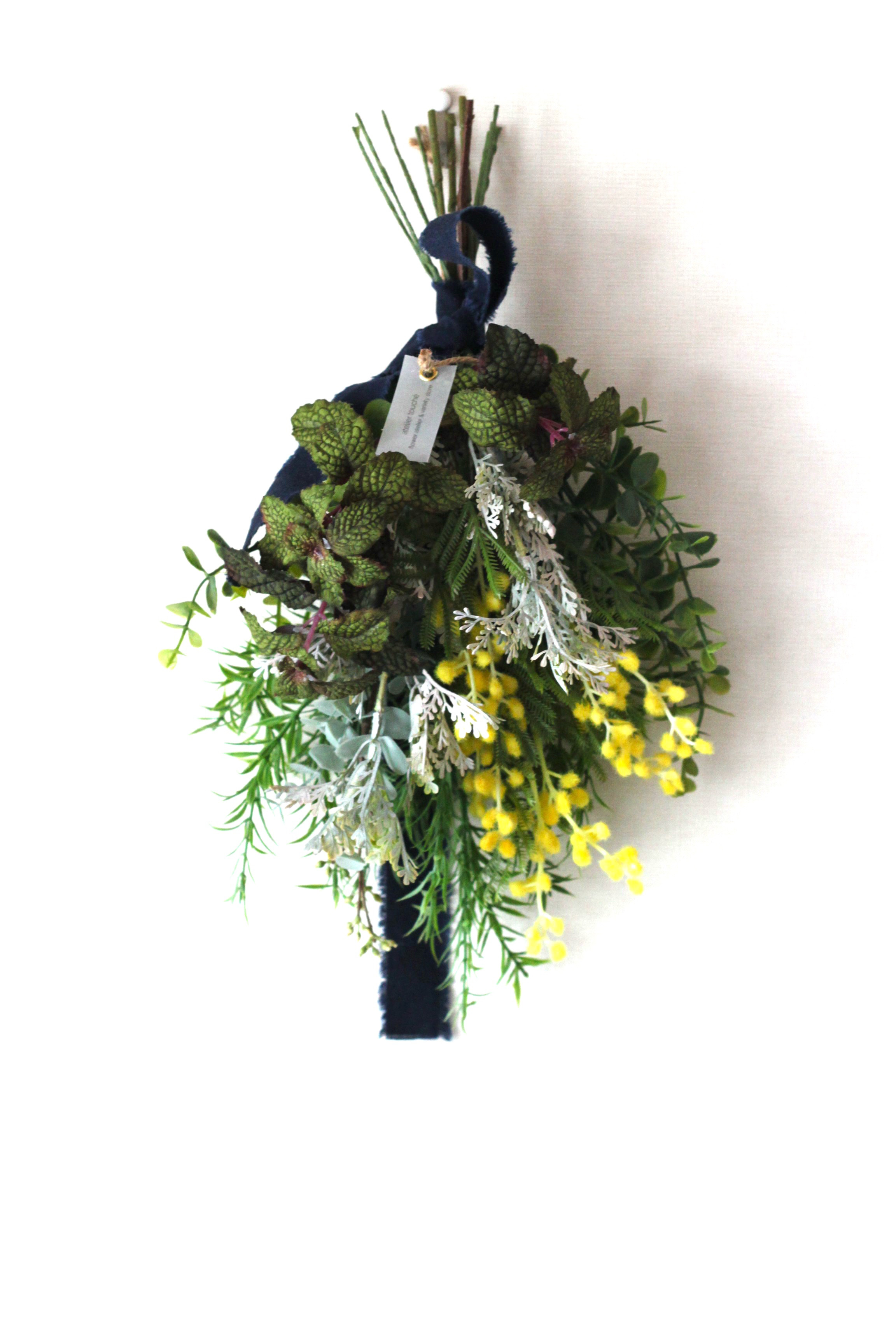 【Creema限定】リボンが選べる！ミモザとユーカリのアーティフィシャルフラワースワッグ