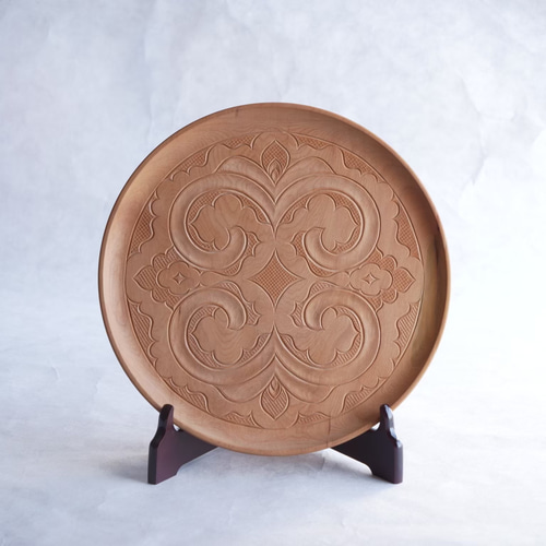 伝統的工芸品 二風谷イタ 30cm 丸 【貝澤 守 作】 彫刻 katak 通販