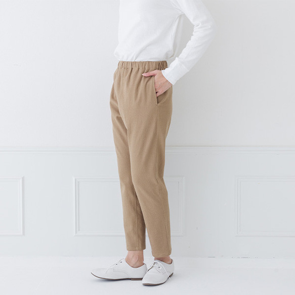 一年中履けるパンツ 綿麻ストレッチ ゆとりシルエット レギパン M/Lサイズ展開 10枚目の画像