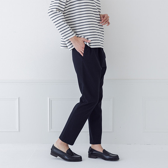 一年中履けるパンツ 綿麻ストレッチ ゆとりシルエット レギパン M/Lサイズ展開 16枚目の画像