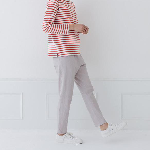 一年中履けるパンツ 綿麻ストレッチ ゆとりシルエット レギパン M/Lサイズ展開 8枚目の画像