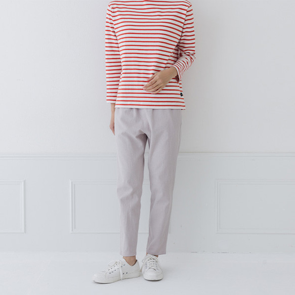 一年中履けるパンツ 綿麻ストレッチ ゆとりシルエット レギパン M/Lサイズ展開 5枚目の画像