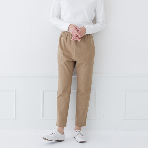 一年中履けるパンツ 綿麻ストレッチ ゆとりシルエット レギパン M/Lサイズ展開 9枚目の画像