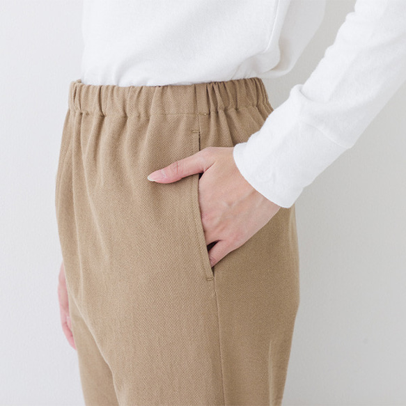 一年中履けるパンツ 綿麻ストレッチ ゆとりシルエット レギパン M/Lサイズ展開 18枚目の画像