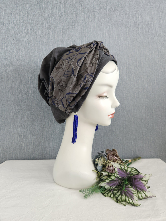 ■メルリ■　ハンドメイド商品 再販！【刺繍フラワー】 帽子にもなるヘアターバン ベレー帽