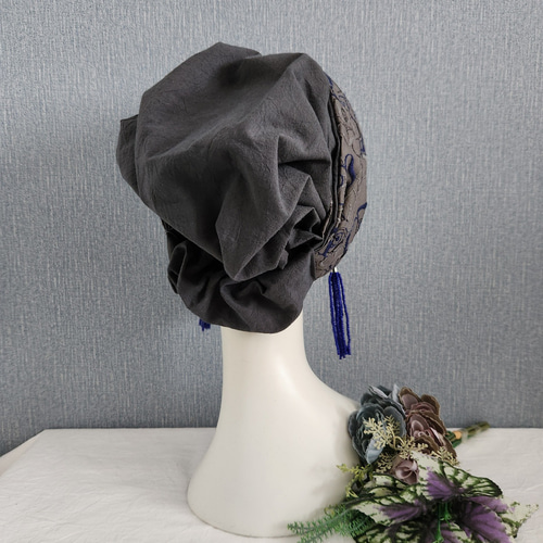 再販！【刺繍フラワー】 帽子にもなるヘアターバン ベレー帽