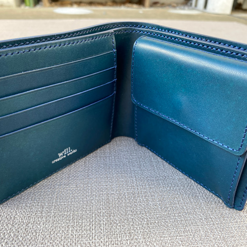 二つ折りミドルウォレット 【イタリアンレザー（ブルガロ）】 二つ折り