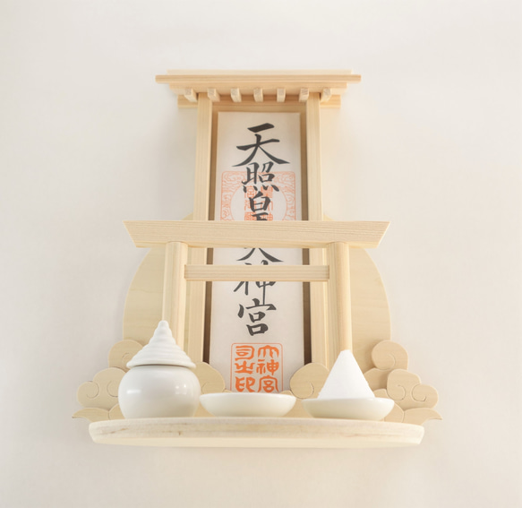 神棚《太陽》神具３点セット　壁掛け可　　　神棚　御札立て　鳥居　 11枚目の画像