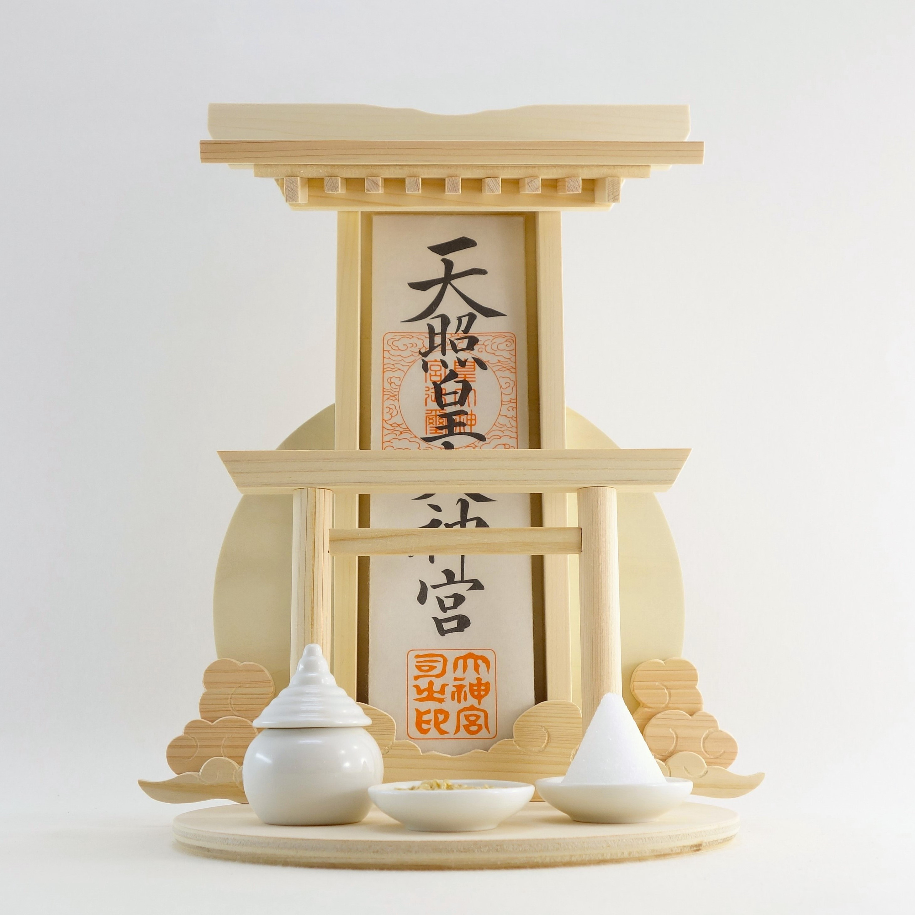 神棚《太陽》神具３点セット　壁掛け可　　　神棚　御札立て　鳥居