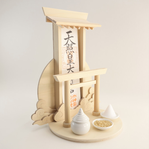 神棚《太陽》神具３点セット　壁掛け可　　　神棚　御札立て　鳥居　 4枚目の画像