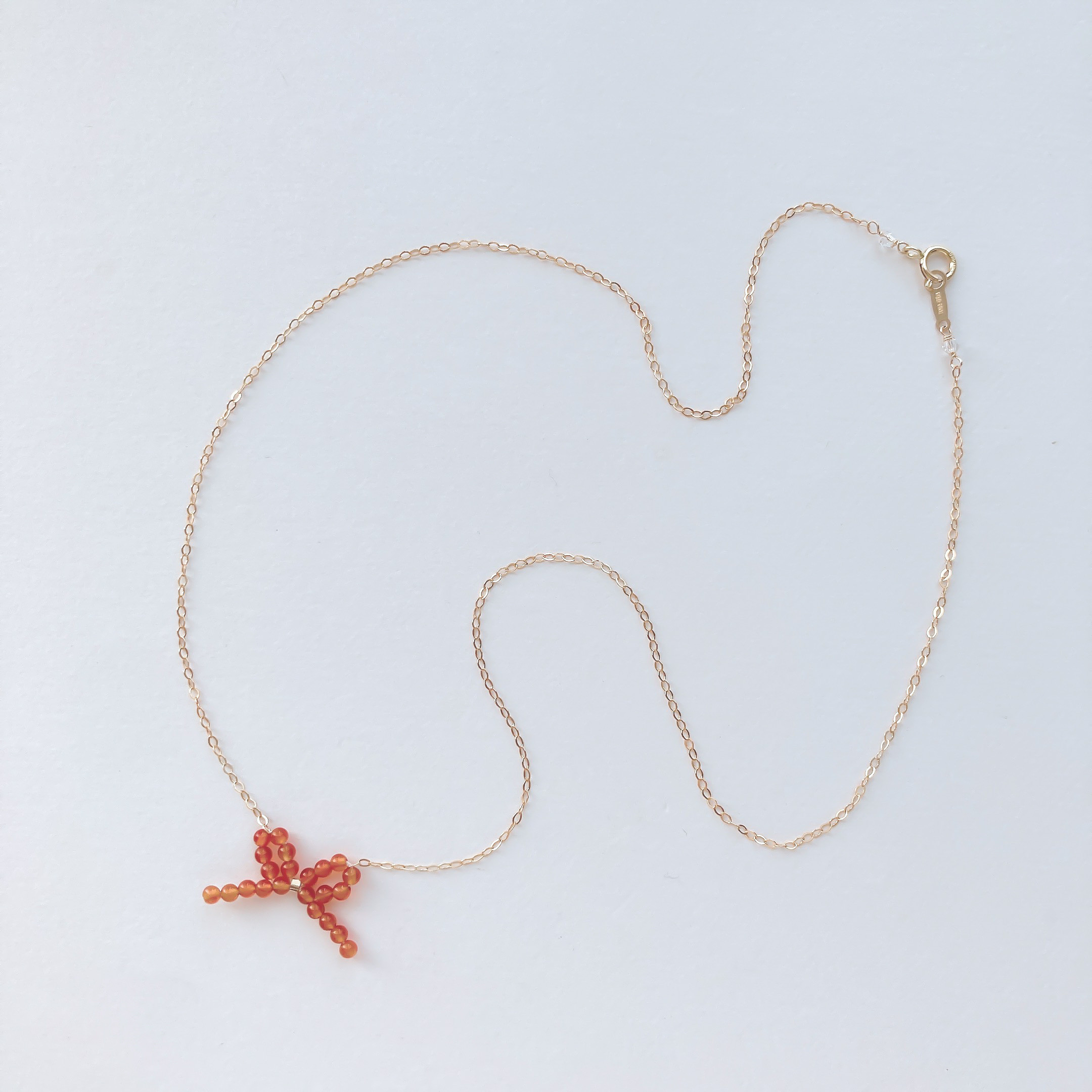 14KGF NECKLACE:「Red」mini ribbon GFN0029-RD
