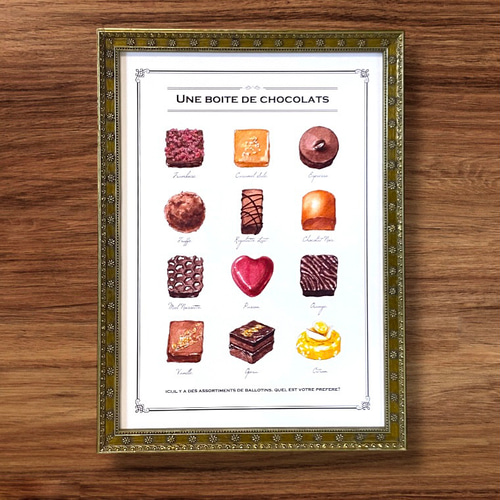 しょこはるページ 12種類のボンボンショコラ】A4 アート ポスター チョコレート