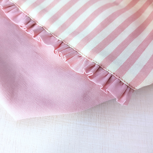 2サイズ】フリルストライプのお弁当袋〚オーダー可〛／保育園・幼稚園