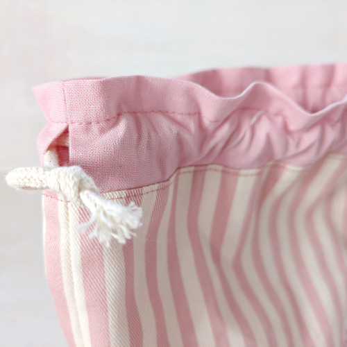 2サイズ】フリルストライプのお弁当袋〚オーダー可〛／保育園・幼稚園