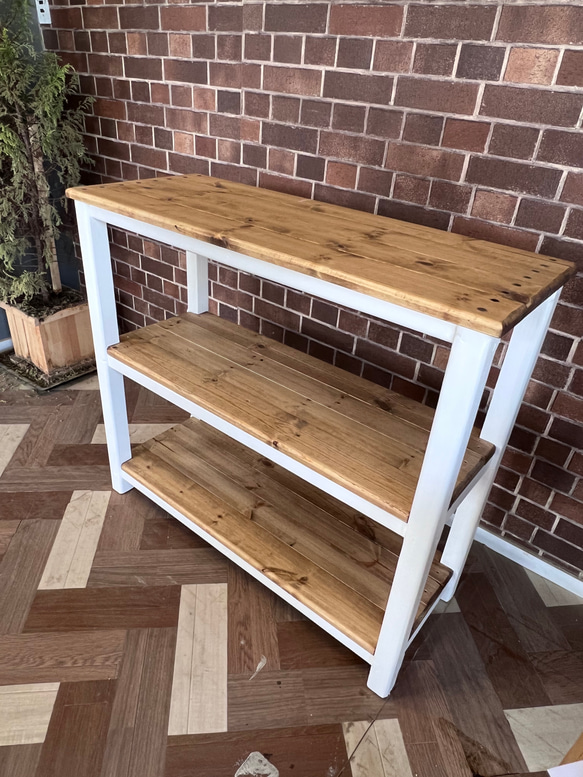 在庫あり　即納　hotaru キャビネット　棚　キッチン　カントリー　店舗　作業台　天然木　無垢材　オーダー可　収納棚　 1枚目の画像