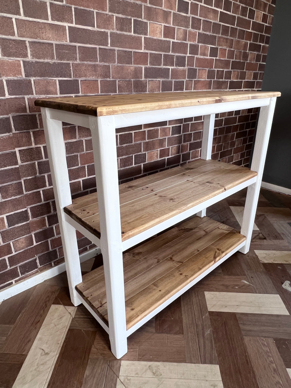 在庫あり　即納　hotaru キャビネット　棚　キッチン　カントリー　店舗　作業台　天然木　無垢材　オーダー可　収納棚　 2枚目の画像