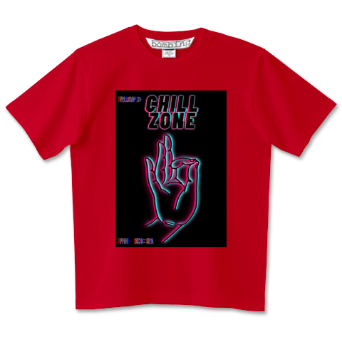 CHILL ZONE REC　カットソーTシャツ　レッドボディ【 インクジェット 】
