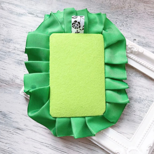 硬質ケース デコ トレカデコ 緑 羽 パール 名刺入れ・カードケース