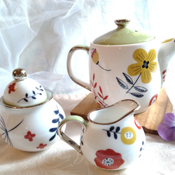 【珈琲ポット＆シュガーポット＆クリーマー】北欧柄3点セット 2枚目の画像