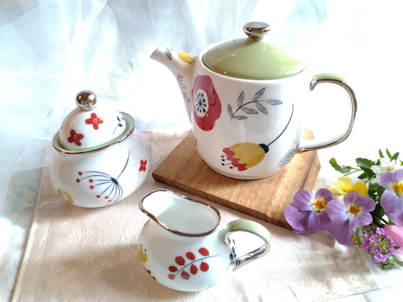 【珈琲ポット＆シュガーポット＆クリーマー】北欧柄3点セット 18枚目の画像