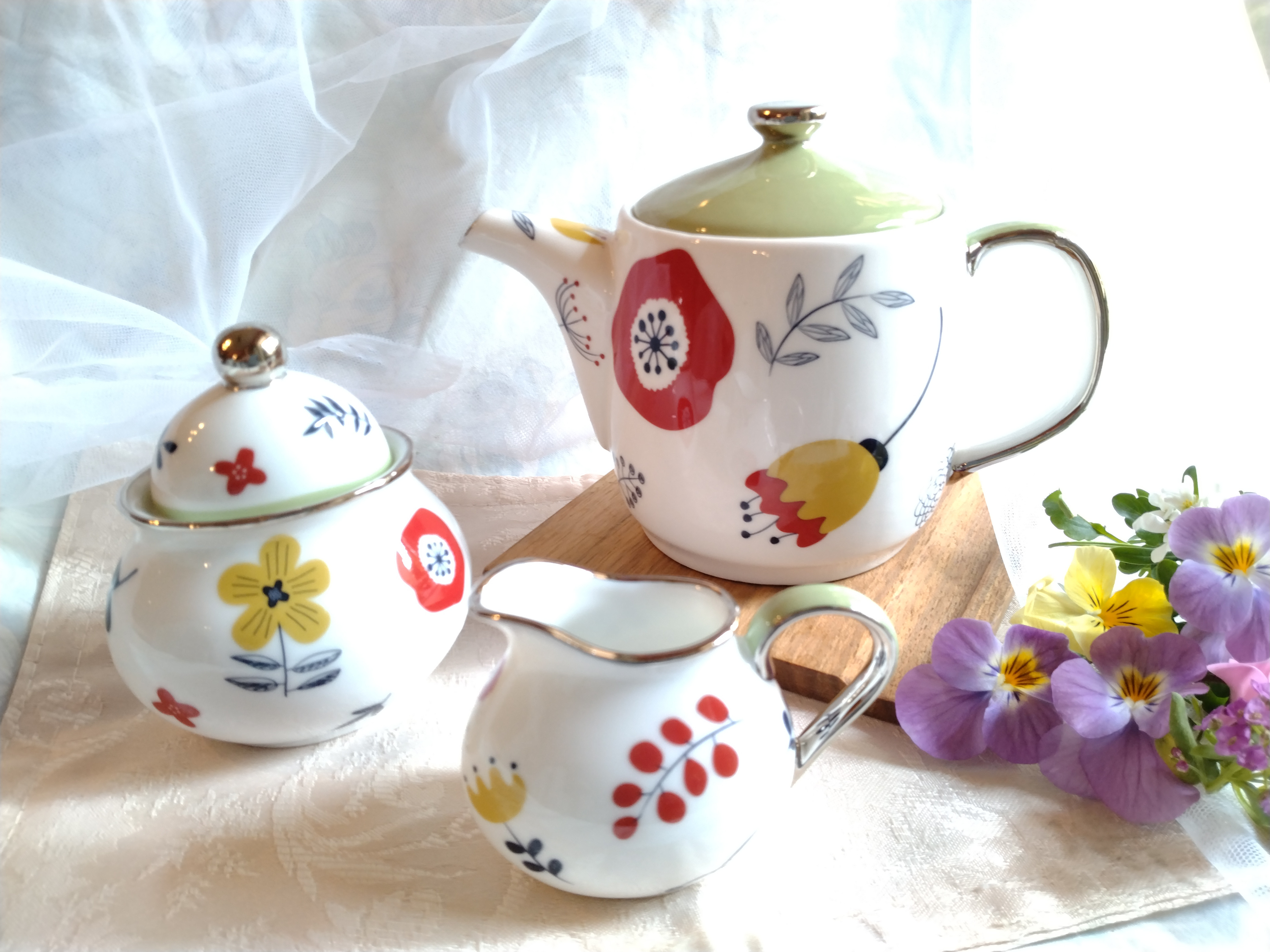 【珈琲ポット＆シュガーポット＆クリーマー】北欧柄3点セット