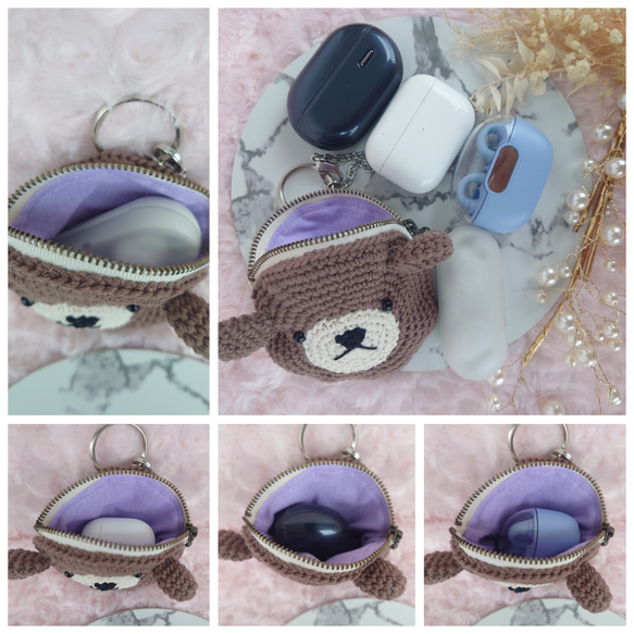 小物入れになる　くまちゃん　バックチャームポーチ 7枚目の画像