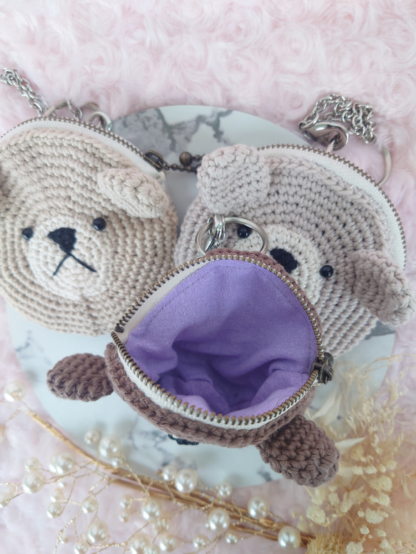 小物入れになる　くまちゃん　バックチャームポーチ 3枚目の画像