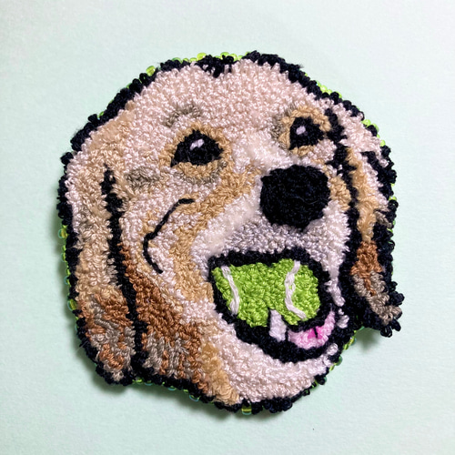 ゴールデンレトリバー✳︎パンチニードルブローチ✳︎吹き出しセット