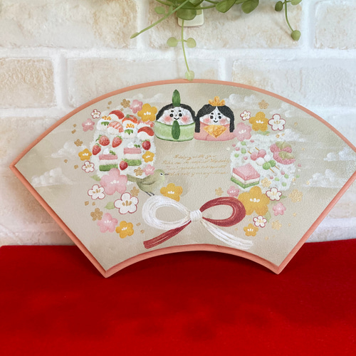 トールペイントの扇型お雛様飾り その他インテリア雑貨 アトリエ ユニ