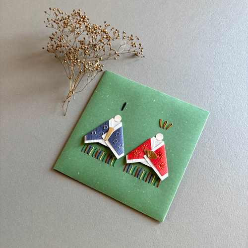 紙刺繍アート「おひなさま」フレームなし / ひな祭り お雛様 桃の節句