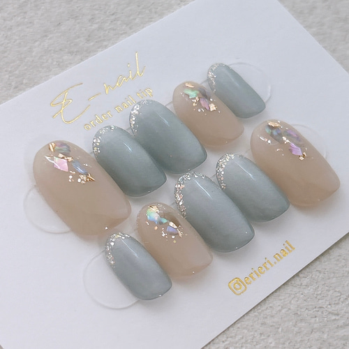 煌めくブルーネイル☆ マグネット シェル ブライダル 結婚式 お呼ばれ