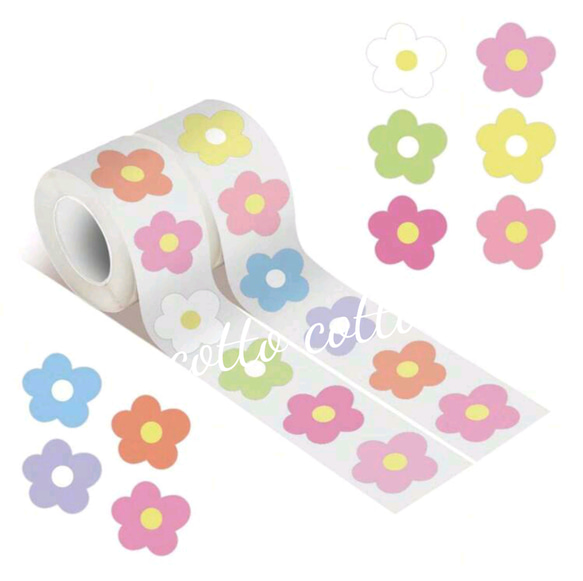 送料無料☆ フラワー シール ステッカー 100枚 1枚目の画像