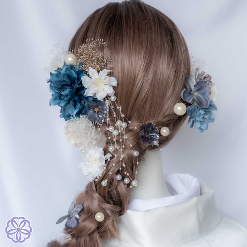 他店でも販売中。 ネイビーブルーミックス ヘッドパーツ 髪飾り 結婚式