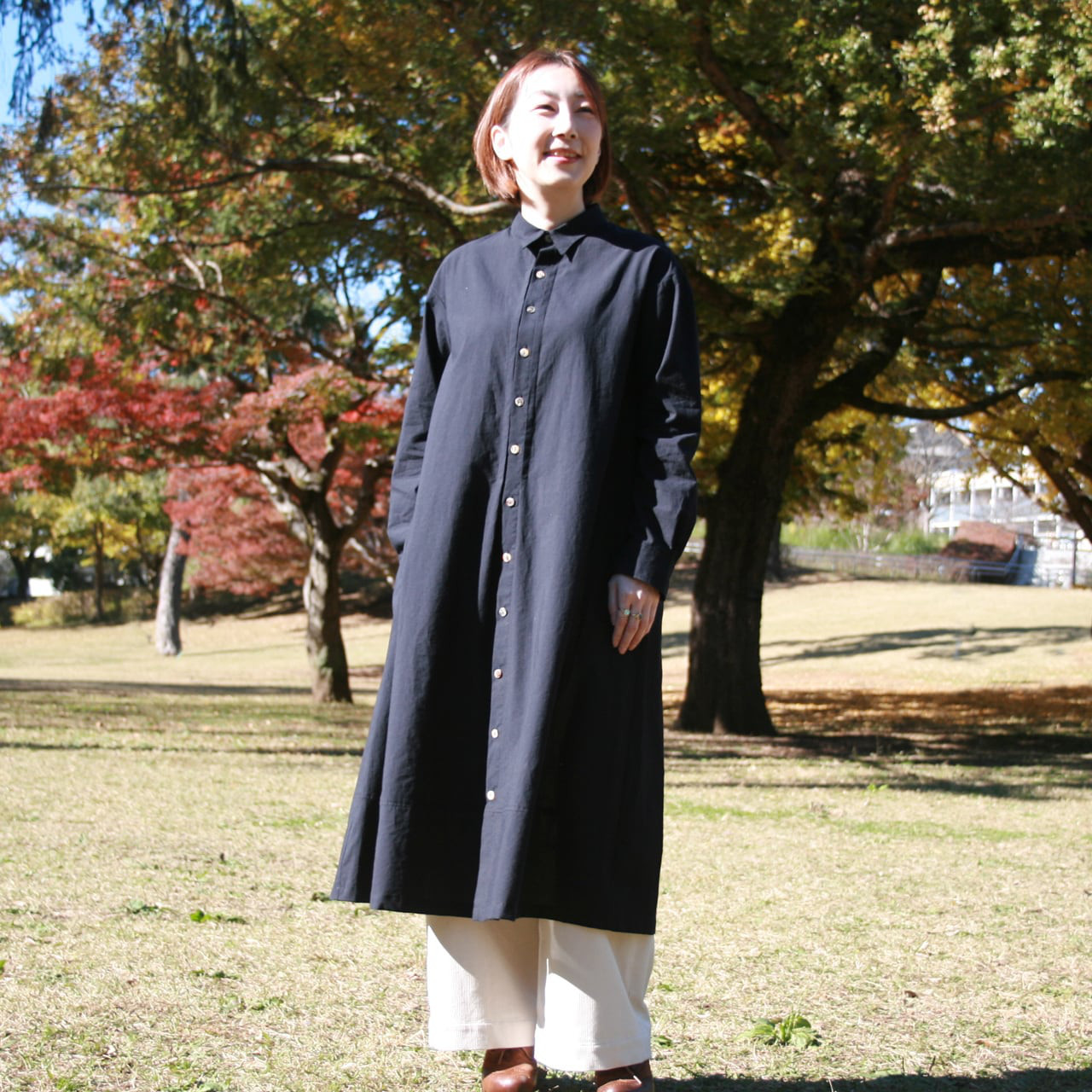 スーペリア オーガニックコットン semori刺繍 シャツワンピース OP-105